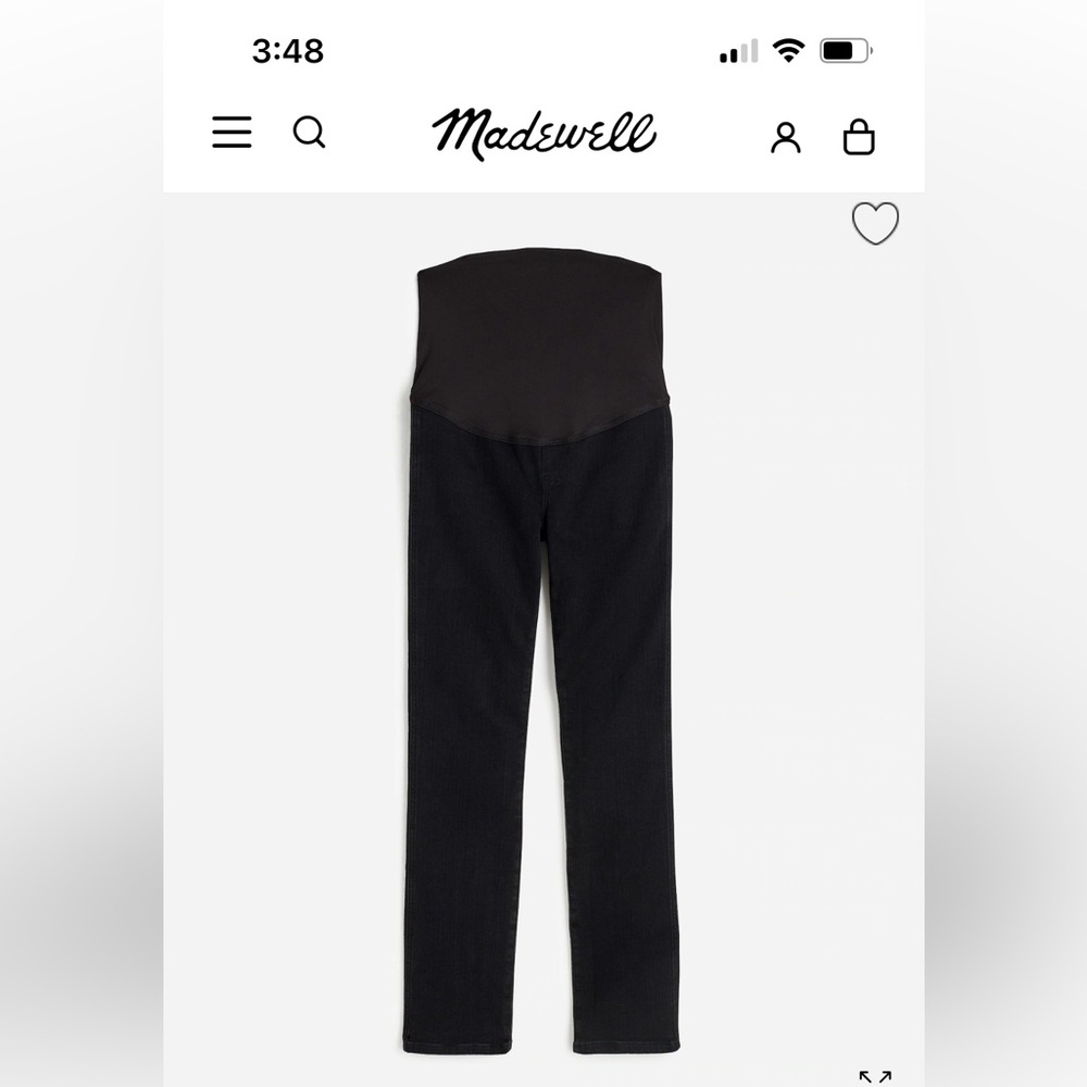 Madewell Maternity Over-the-Belly Stovepipe Jeans in Black Rinse Wash - Size 27